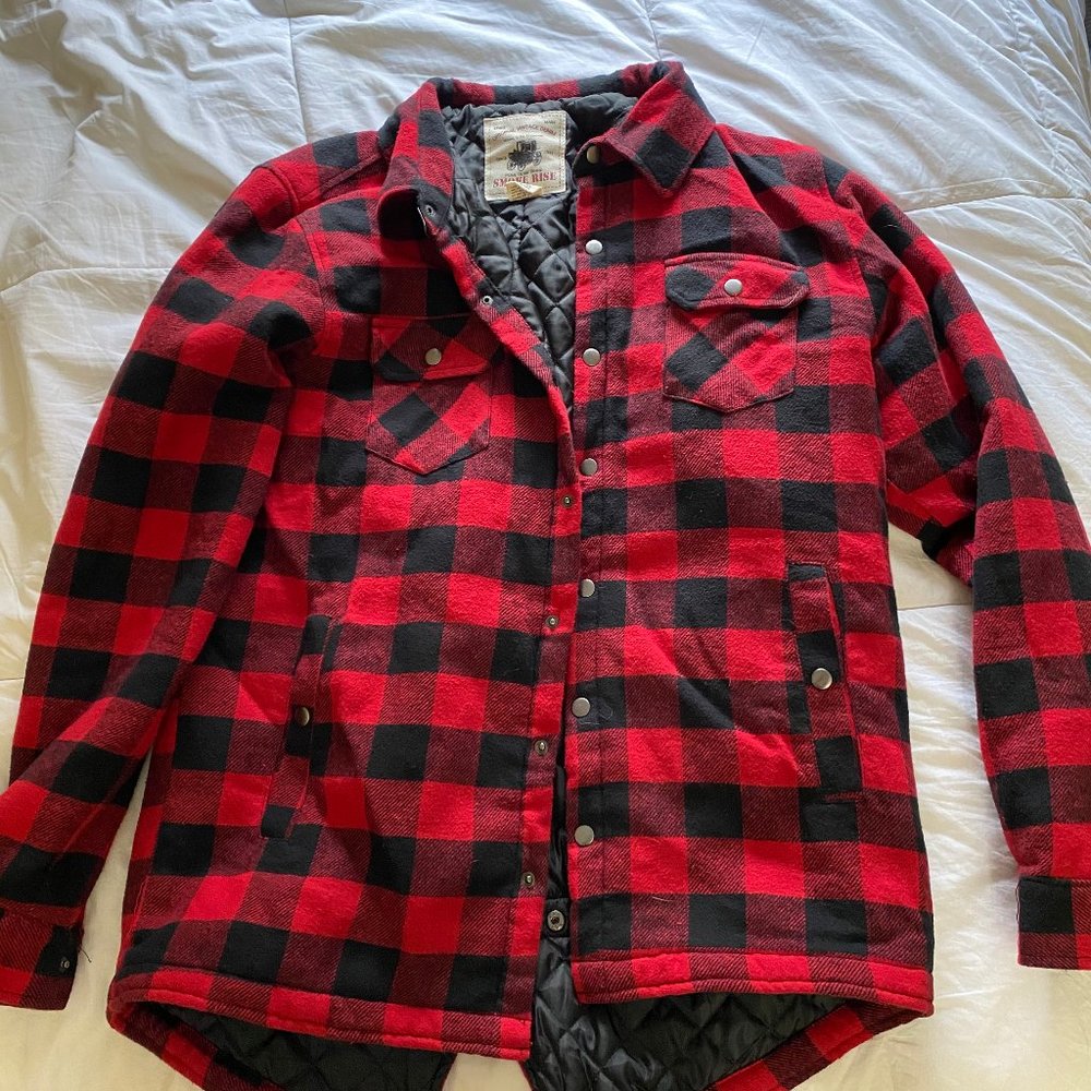 Red Flannel Quilted Shirt Jacket